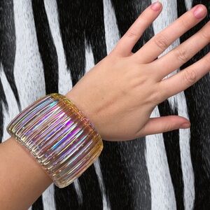 Deadstock Iridescent Wide Cuff Bracelet